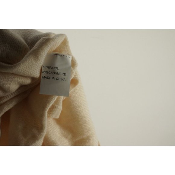 New Karen Thomas Wool & Cashmere Women's Size L Cream Asymmetric Mock Sweater - Picture 6 of 7